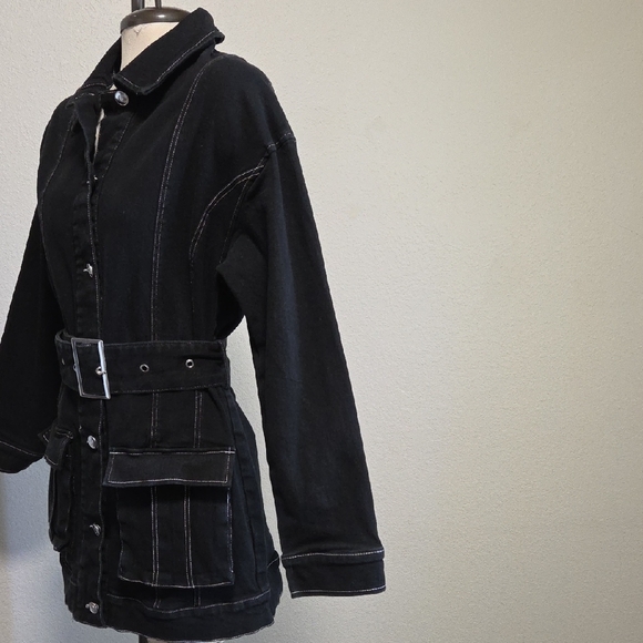 Fashion Nova Black Stretch Denim Women's Jacket - Picture 3 of 4